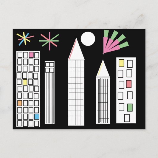 Inspirerend Fireworks Light City Skyline Briefkaart (Voorkant)
