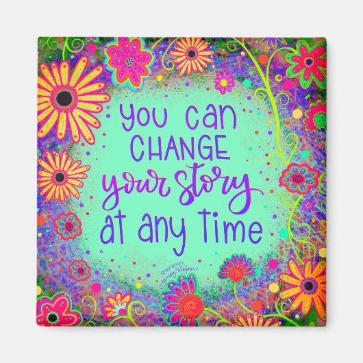  Inspirerend Floral Fun Trendy Uw Verhaal Magneet (Voorkant)