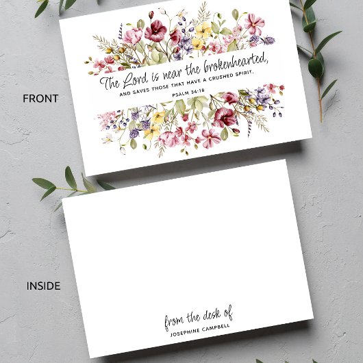 Inspirerend Floral Monogrammed Schrift Psalm Notitiekaartje