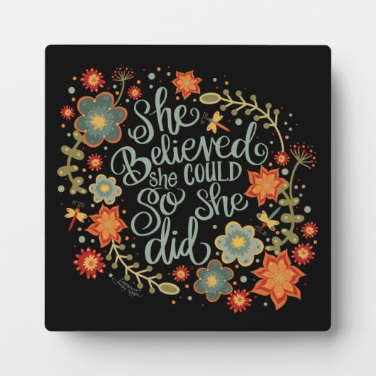  Inspirerend Floral Ze Geloofde Quote Fotoplaat (Voorkant)