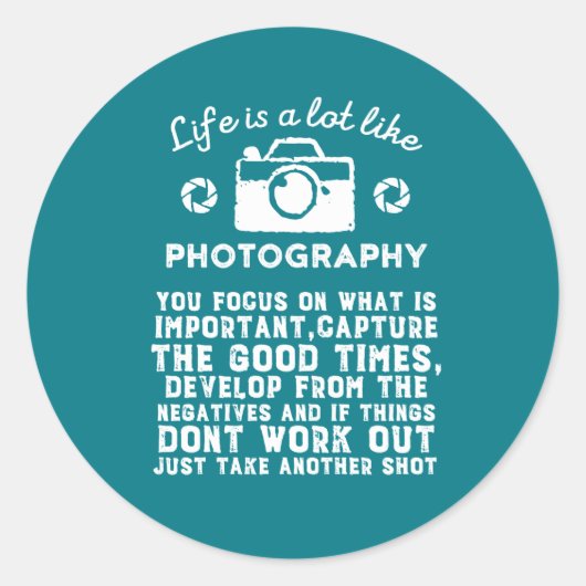 Inspirerend fotograaf Leven als fotografie Ronde Sticker (Voorkant)