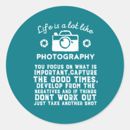 Inspirerend fotograaf Leven als fotografie Ronde Sticker