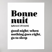 Inspirerend Frans Citaat Good Night Bonne Nuit Poster (Voorkant)
