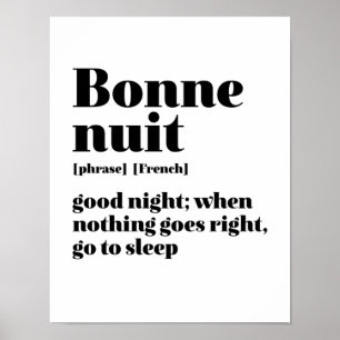 Inspirerend Frans Citaat Good Night Bonne Nuit Poster