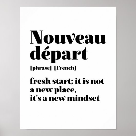 Inspirerend Frans Nieuwe Start Nieuwe Depart Poster (Voorkant)