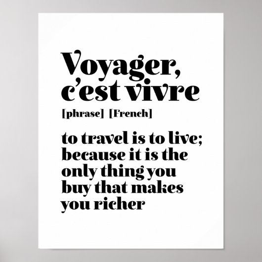 Inspirerend Frans Reisreiziger C'est Vivre Poster (Voorkant)