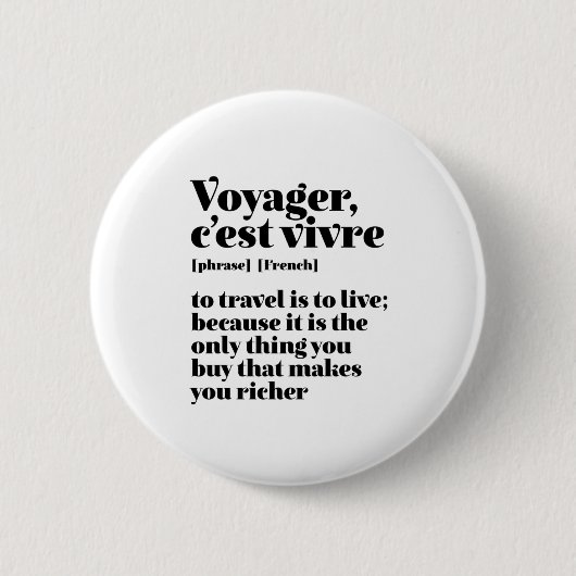 Inspirerend Frans Reisreiziger C'est Vivre Ronde Button 5,7 Cm (Voorkant)