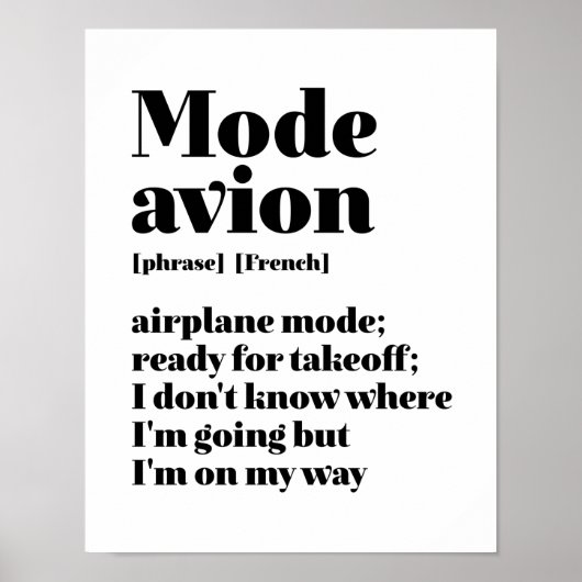 Inspirerend Frans vliegtuig voor reismodus Avion Poster (Voorkant)