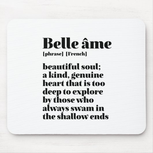 Inspirerend Frans Word Beauful Soul Belle Ame Muismat (Voorkant)