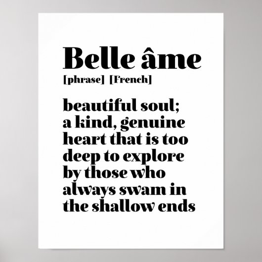 Inspirerend Frans Word Beauful Soul Belle Ame Poster (Voorkant)