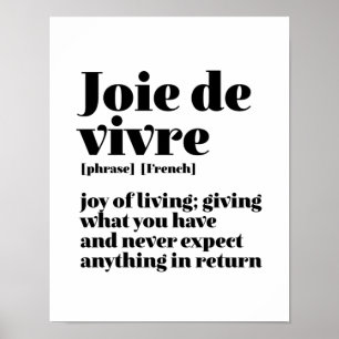 Inspirerend Frans Word Joy of Life Joie Vivre Poster