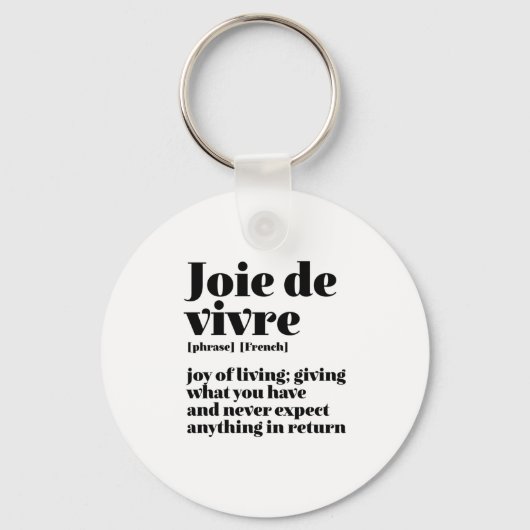 Inspirerend Frans Word Joy of Life Joie Vivre Sleutelhanger (Voorkant)
