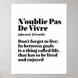 Inspirerend Franse woorden citaat-Pas-de-Vivre Poster