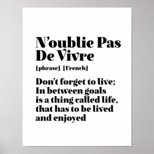 Inspirerend Franse woorden citaat-Pas-de-Vivre Poster