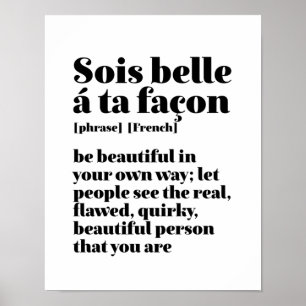 Inspirerend Franse woorden: Mooie Sois Belle Poster
