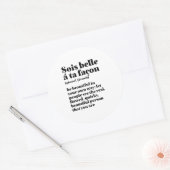 Inspirerend Franse woorden: Mooie Sois Belle Ronde Sticker (Envelop)