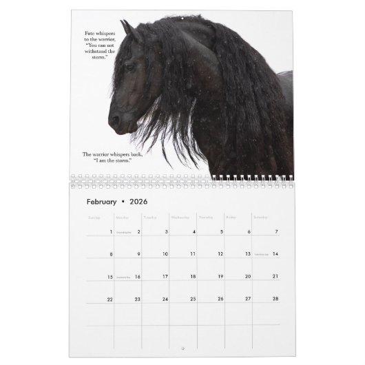 Inspirerend Friesian Horse Calendar Kalender (Feb 2026)