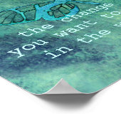 inspirerend Gandhi citaat poster blauwgroen vlinde (Hoek)