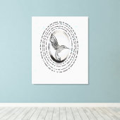 Inspirerend gebed kolibrie inkt waterverf canvas afdruk (Insitu (Houten vloer))