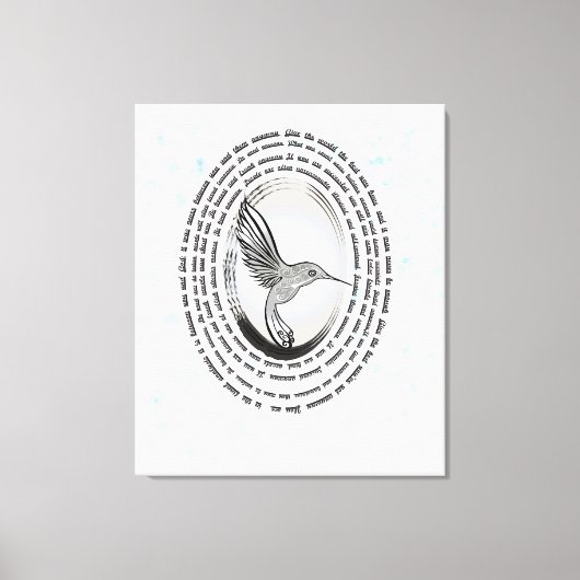 Inspirerend gebed kolibrie inkt waterverf canvas afdruk (Voorkant)