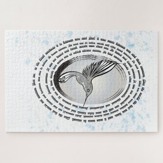 Inspirerend gebed kolibrie inkt waterverf legpuzzel (Horizontaal)