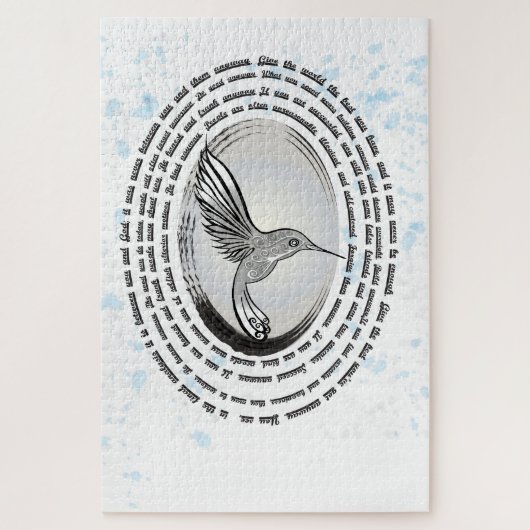 Inspirerend gebed kolibrie inkt waterverf legpuzzel (Verticaal)