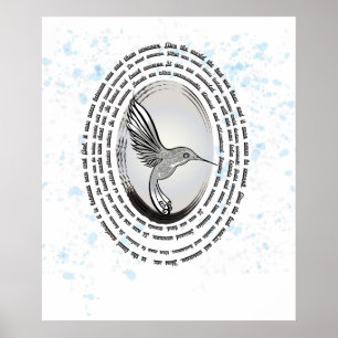 Inspirerend gebed kolibrie inkt waterverf poster