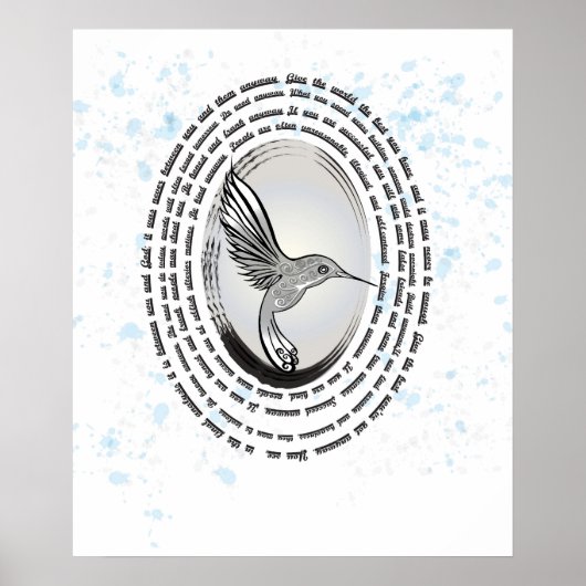 Inspirerend gebed kolibrie inkt waterverf poster (Voorkant)