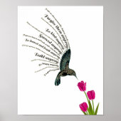 Inspirerend gebed kolibrie tulpen poster (Voorkant)