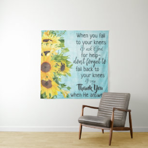 Inspirerend gebedscitaat Zonnebloemen-Christelijk Wandkleed