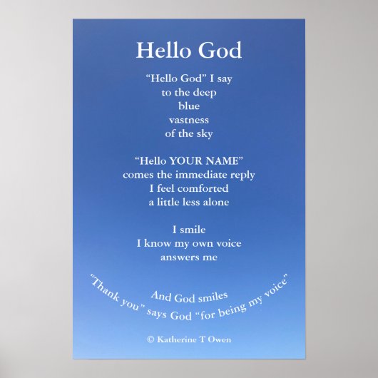 Inspirerend gedicht, Hallo God, Spiritueel Poster (Voorkant)
