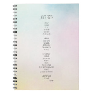 Inspirerend gedicht over Joys geboorte Notitieboek