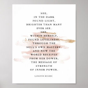 Inspirerend gedicht ze in de donkere Langston Hugh Poster