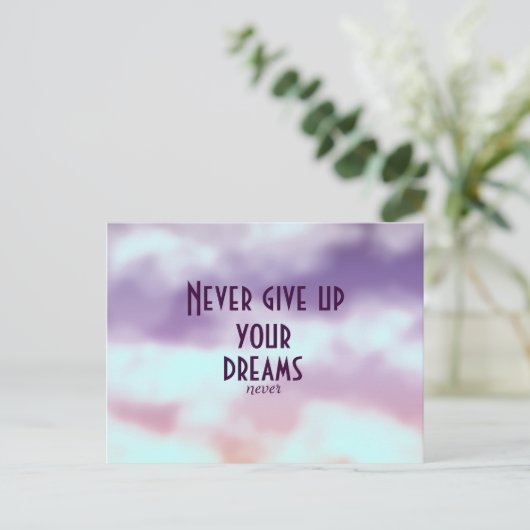 Inspirerend geef je dromen nooit op briefkaart (Staand voorkant)