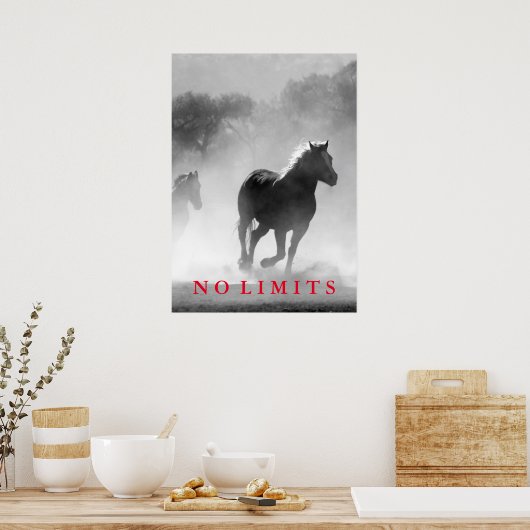 Inspirerend Geen beperkingen zwart-wit pantserwerk Poster (Keuken)