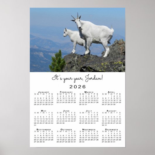 Inspirerend Geit Fotosjabloon 2026 Kalender Poster (Voorkant)