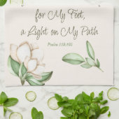 Inspirerend Geloofsgeschrift Magnolia Flowers Theedoek (Gevouwen)