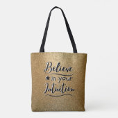 Inspirerend gelooft Quote Gold Glitter Tote Bag (Achterkant)
