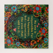 Inspirerend geluk waarderen groene bloemen legpuzzel (Horizontaal)