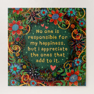 Inspirerend geluk waarderen groene bloemen legpuzzel