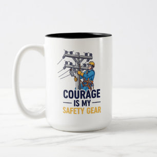 Inspirerend geschenk voor elektriciteitsleidingwer tweekleurige koffiemok