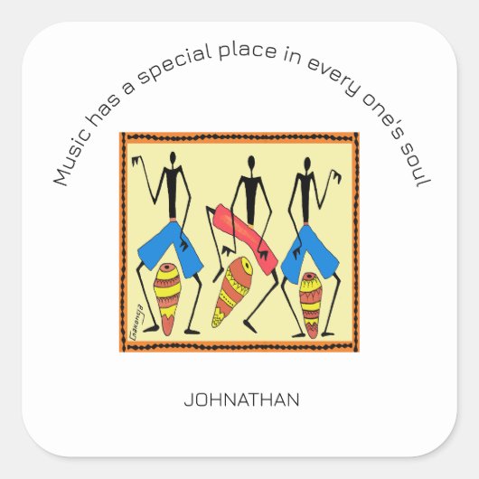 Inspirerend, Geweldige-Afrikaans drummen Vierkante Sticker (Voorkant)