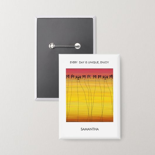 Inspirerend, Geweldige zomerkokospalmen Button (Voorkant / Achterkant)