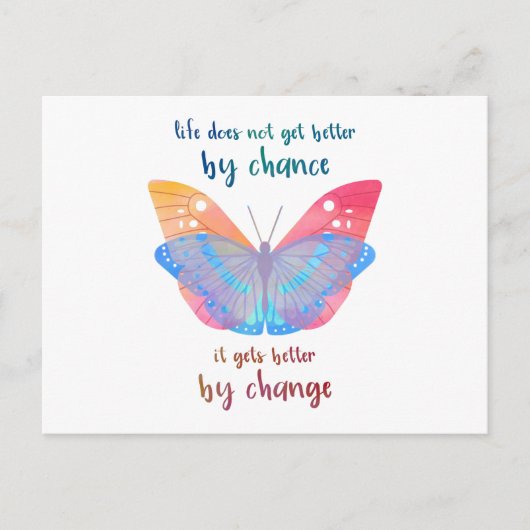 Inspirerend Gezegde Butterfly Motivation Quote Briefkaart (Voorkant)
