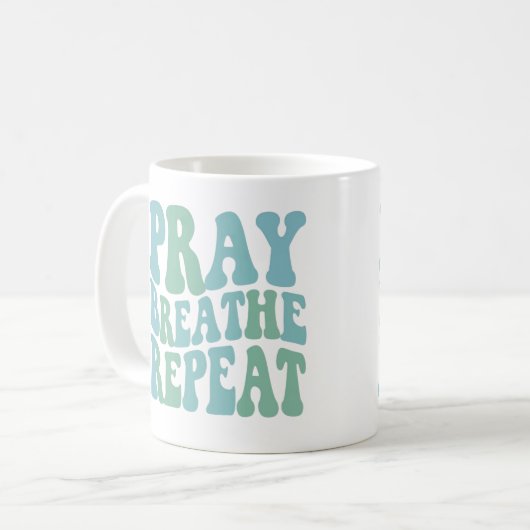 Inspirerend gezegde mok Bid Adem Herhaal (Voorkant links)