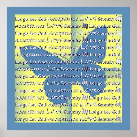 Inspirerend Gezegden Citaten blauw Poster vlinder (Voorkant)