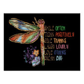 Inspirerend Gezegden Script Dragonfly Paardebloeme Perfect Poster (Voorkant)