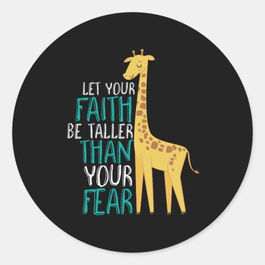 Inspirerend Giraffe Faith Taller dan Angst Ronde Sticker (Voorkant)