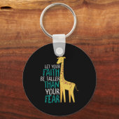 Inspirerend Giraffe Faith Taller dan Angst Sleutelhanger (Voorkant)