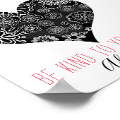 Inspirerend Girly Doodle Floral Black Heart Poster (Hoek)